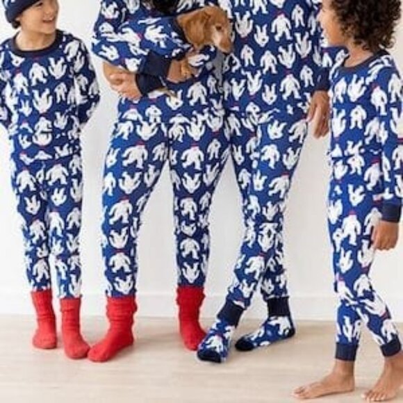 Hanna Andersson Adult Blue Yeti Pajama Set, Size Small - Picture 1 of 6